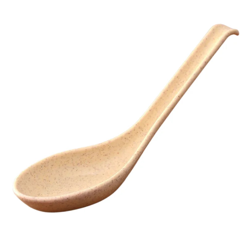 5 pcs Wheat Straw Dinnerware Soup Spoons Japanese Rice Spoons Sauces Soup Spoon Porridge Spoon Ramen Pho Wonton Dumpling