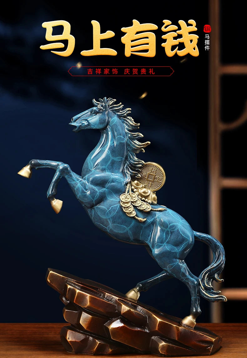 50% OFF 2023 Good Omens Home Shop Company copper MA SHANG YOU QIAN money GOOD LUCK thriving business Success FENG SHUI Horse