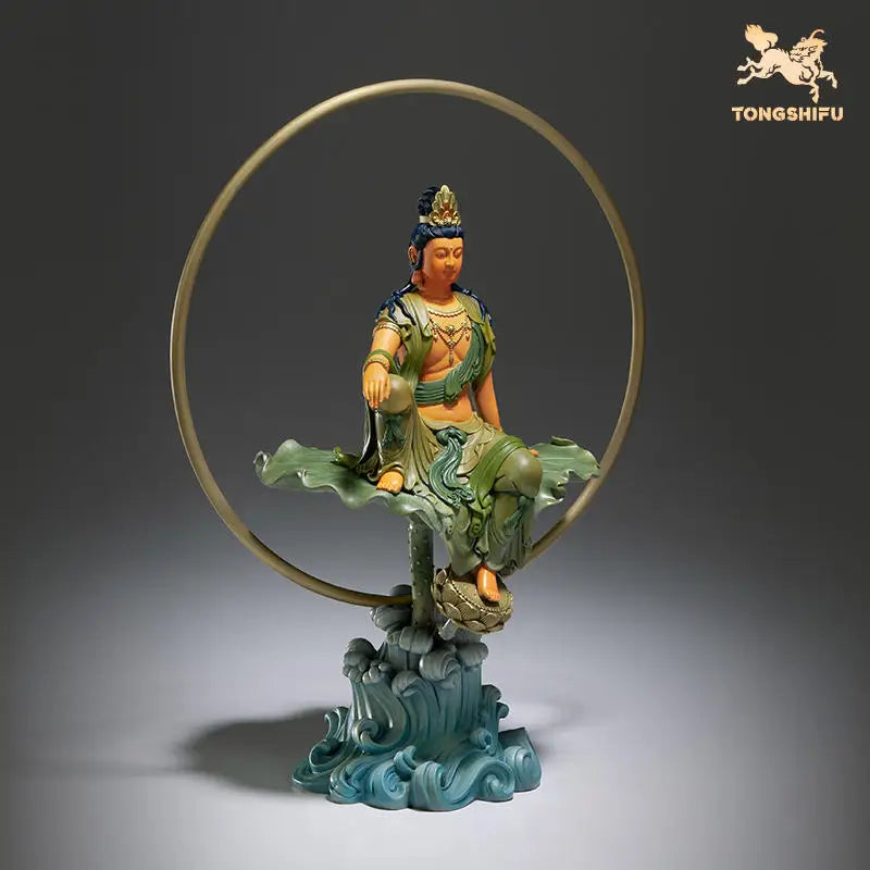 50%OFF 2023 HOME Family protection TOP Spiritual decoration ZI ZAI GUAN YIN goddess buddha Color COPPER carving Sculpture statue