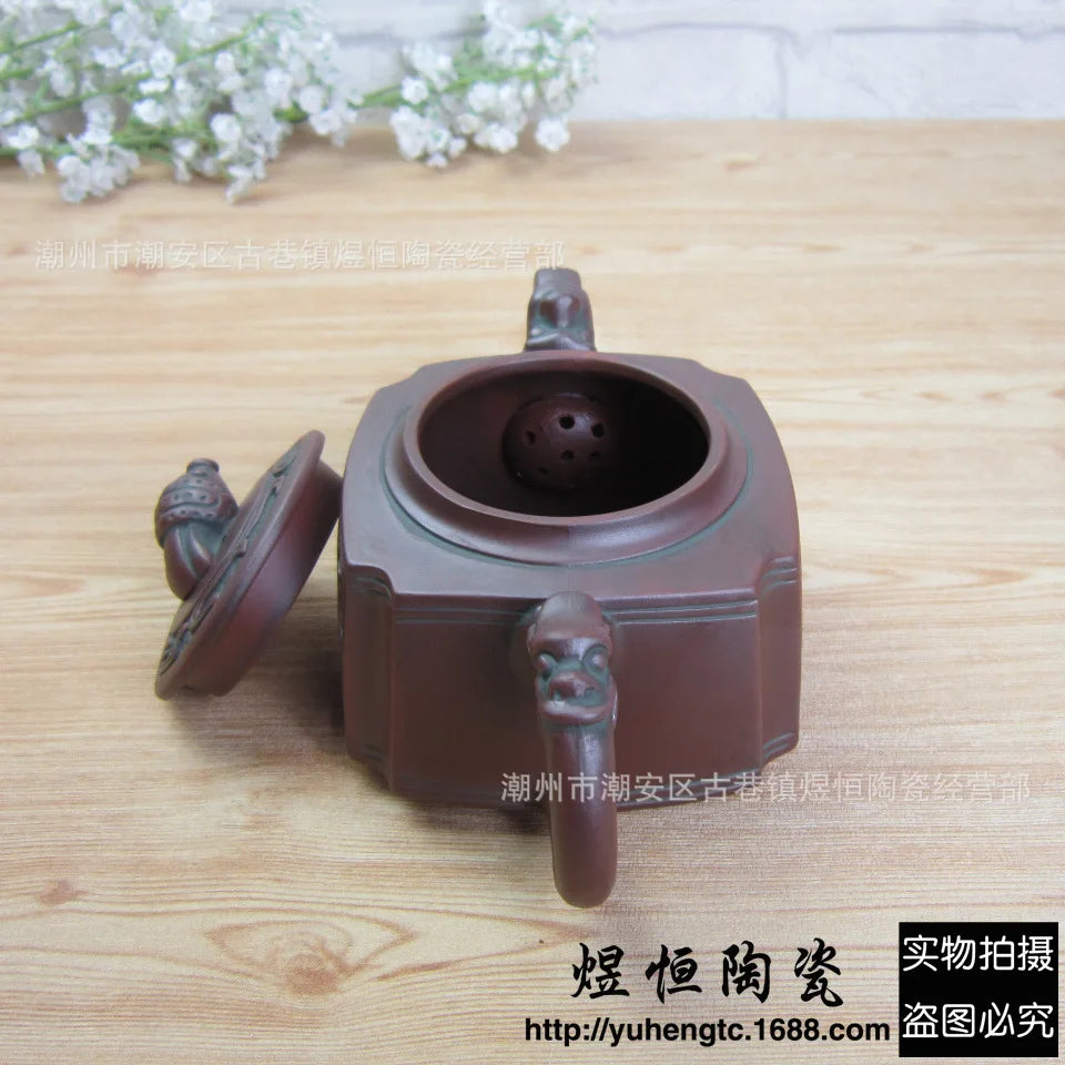 500cc vintage Purple clay Teapot Ceramic Tea Maker Kung Fu Tea Set Jump Knife Carving Pot Handmade Single Pot