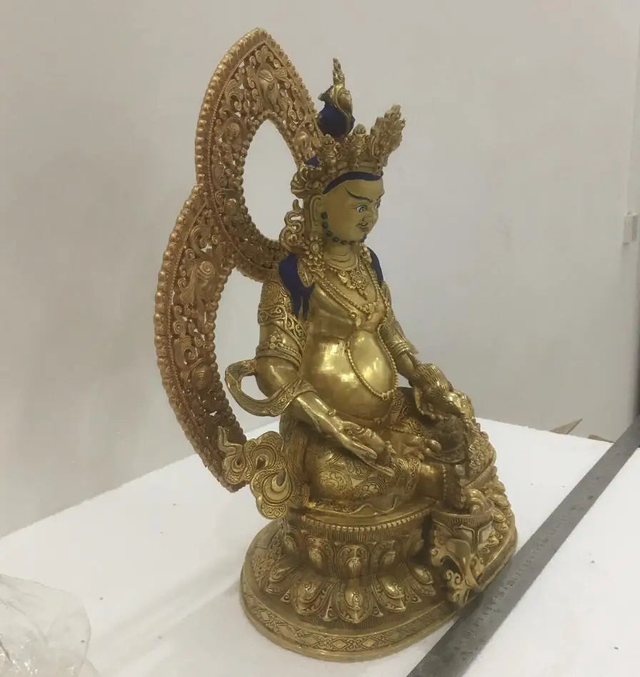 50CM Tibeta Buddhism Temple Copper Bronze Yellow Jambhala Buddha Statue