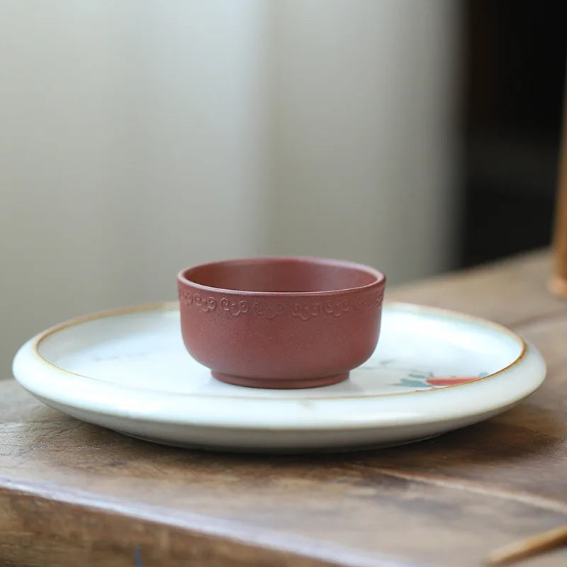 50cc Creative Ceramic Cup Purple Clay Teacup Chinese Multi-Function Crack Teacup Home Glaze Cute Mini Round Small Teacup