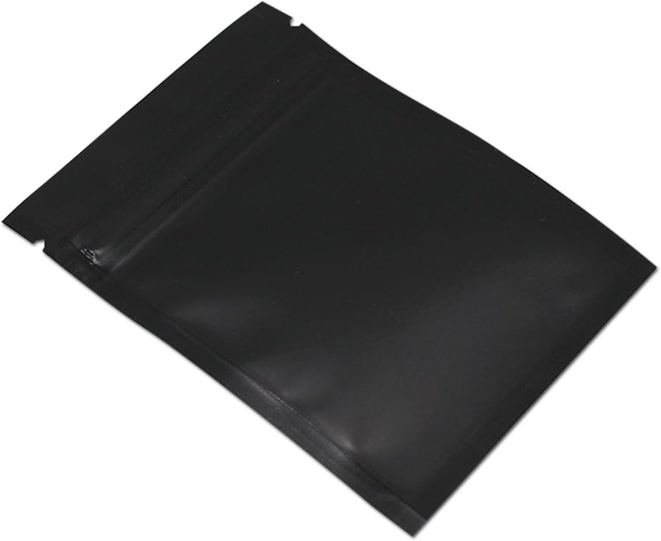 FERENLI Mylar Zipper Bags Matte Black Aluminum Foil Front Plastic Food Storage Package Pouch with Tear Notch Coffee Beans for Zip Heat Sealable Lock Storage (200, 12x18cm (4.7x7.1 inch))