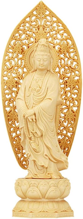 Sculpture Desktop Ornament Ideal for Gift Statues Decor Lying for Outside Boxwood Cypress Lilian Guanyin Carved Backlight Decoration Creative Guanyin Solid Wood Enshrines Home Furnishing Crafts