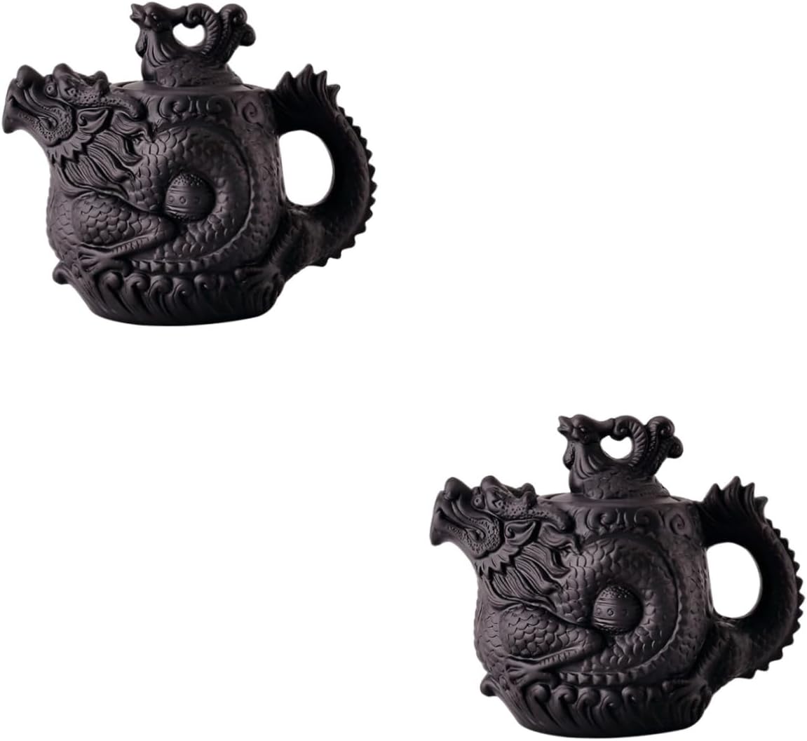 3pcs Dragon Phoenix Purple Clay Teapot Zisha Teapot Tea Kettle Ceramic 510 drip tip water boiling pot vintage tea kettle Clay Tea Pot boiling water pot High capacity office