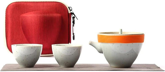 Afternoon Tea Set Portable Travel Tea Making Utensils Simple Kung Fu Tea Set One Pot And Two Cups Ceramics Teacup Teapot Household Trumpet Teaware Tea Set For Adults (Color : B)