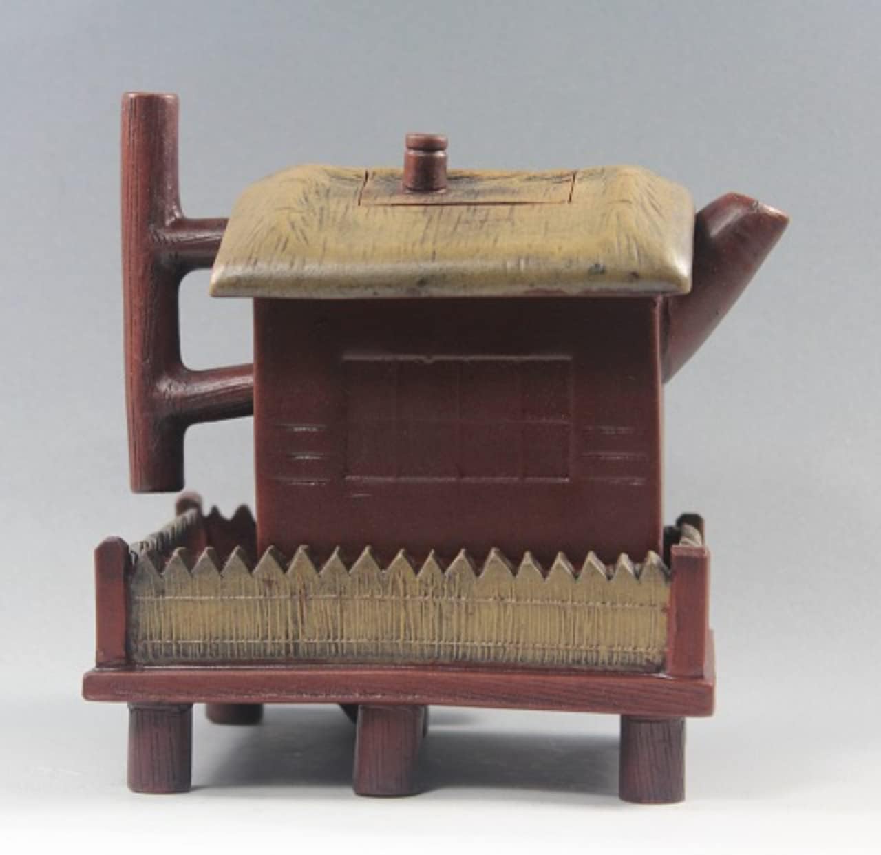 China Yixing Zisha Plain Cement Handmade House Teapot Kung Fu Teapot 270CC