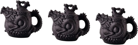 Milisten 3pcs Dragon Phoenix Purple Clay Teapot Clay Zisha Teapot 510 Traditional Dragon Teapot Tea Pets Gongfu Teapot Warmer Ceramic Tea Maker Kettle Travel Large Tea Pot