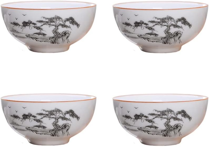 Liang baobao Chinese Tea Tasting Cup Set of 4, 2oz White Porcelain Mini Cups for Gongfu Tea Ceremony (Fish jump)