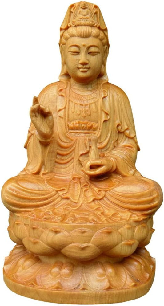YQLKD Statue Solid Wood Guanyin Statue Buddha Statue Ornaments Carving Crafts