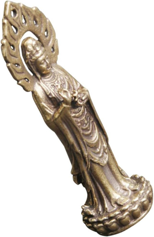 VICASKY Vintage Buddha Light Avalokitesvara Hindu Mandir Decor Chinese Feng Meditating Buddha Statue Lord of Success Sculpture Avalokitesvara Statue Chinese Style Guan Yu Brass Office