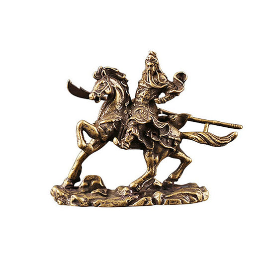 Guan Gong Ornaments Guan Yu on Horseback Decor Brass Guan Yu Ornament Monkey Statue End Table Decor Brass Guan Yu Decor Brass Horse Desktop Guan Yu Decor Brass Guan Yu on Horseback