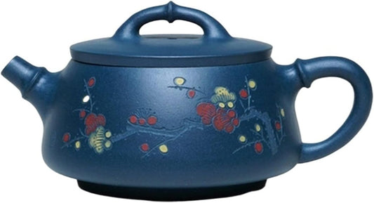 small teapot,ceramic teapot, Tea Pot 250ML Purple Clay Pot Plum Pattern Teapot Exquisite Small Teapot Suitable for Office Afternoon Tea Tea Room Tea Set Teapot (A)