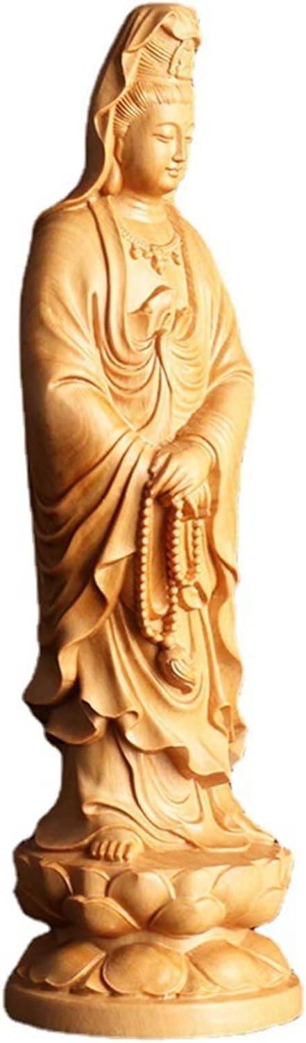 Aritjt Guan Yin Statue,Quan Yin, Kwan Yin, Kuan Yin Buddha Statue -Zen Meditating Statue, Goddess of Mercy and Compassion-Handmade for Meditation Yoga Zen Spiritual Feng Shui Decor