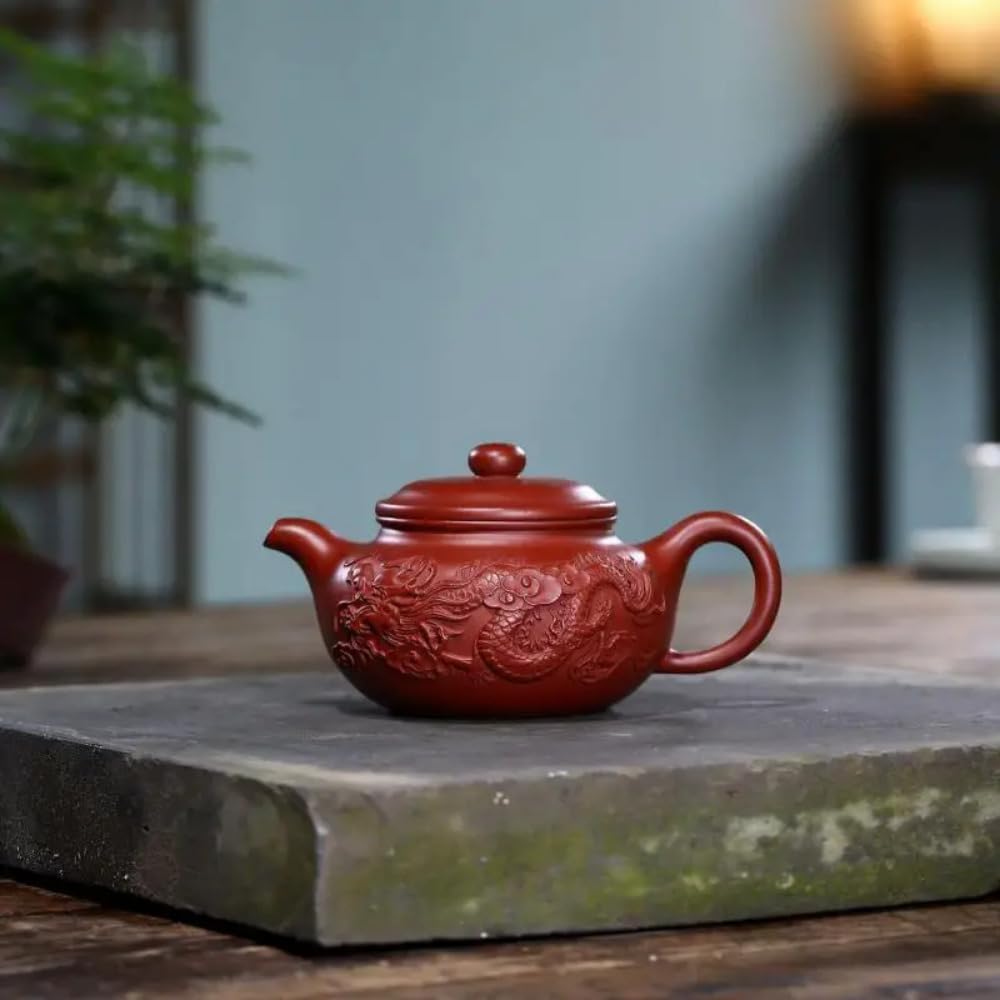 230ml Zisha Dragon Pattern Antique Pot Suit for Green Tea DarkChinese Gong Fu