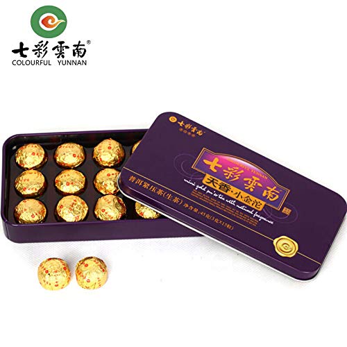 3g*15 capsules七彩云南普洱茶Raw Puer Tea (天香生茶) Yunnan Pu-erh Tea 45g(1.59OZ)Unfermented Chinese black tea, daily drinks and gifts