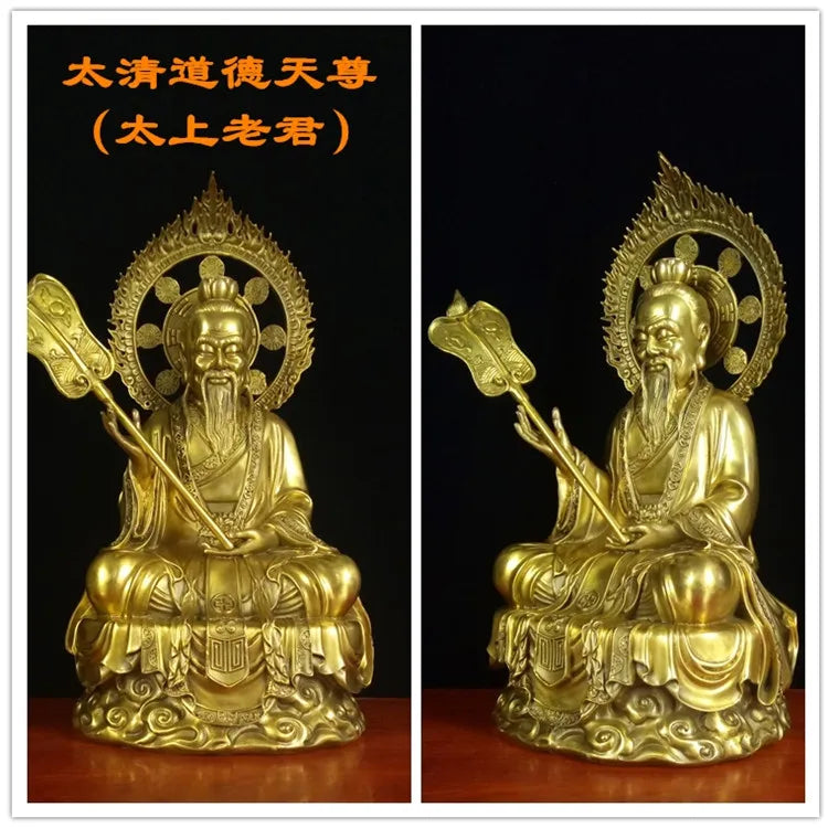 52CM A set 3PCS Taoist priest Taoism temple Hall SAN QING ZUSHI Buddha Gods statue Bronze Buddha statue of taishanglaojun