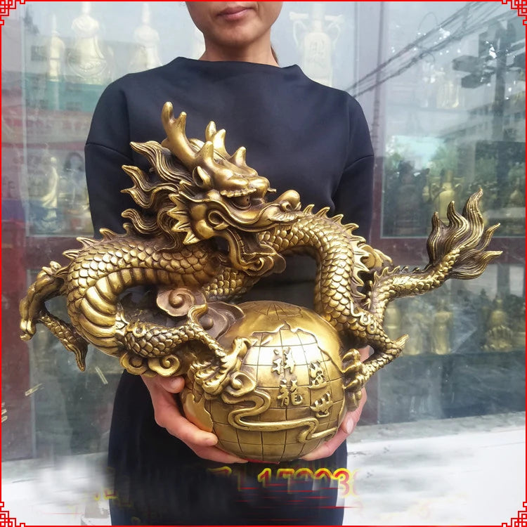 52CM large Huge HOME OFFICE Porch lobby efficacious Mascot thriving business copper Auspicious dragon FENG SHUI ART statue