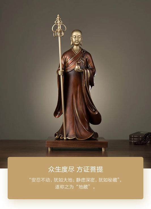 54cm Large Limited Edition TOP Collection Asia HOME family bless Decorative Dizang ksitigarbha bodhisattva Buddha brass statue