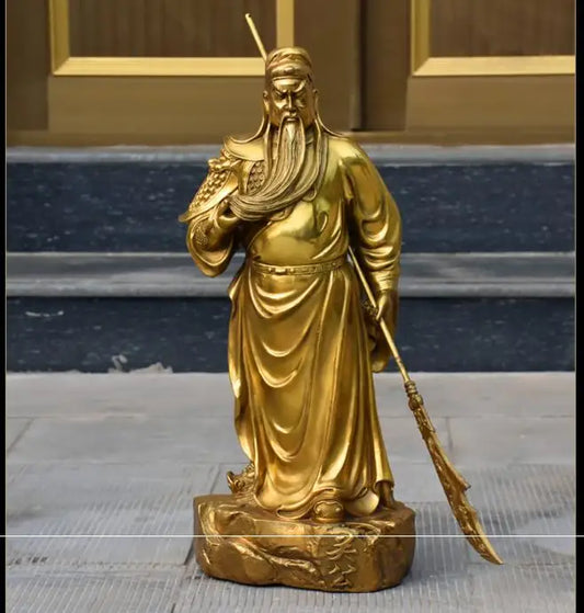 56CM huge #home Lobby The entrance-hall efficacious Money Drawing Martial god of wealth guan gong Guandi FENG SHUI brass statue
