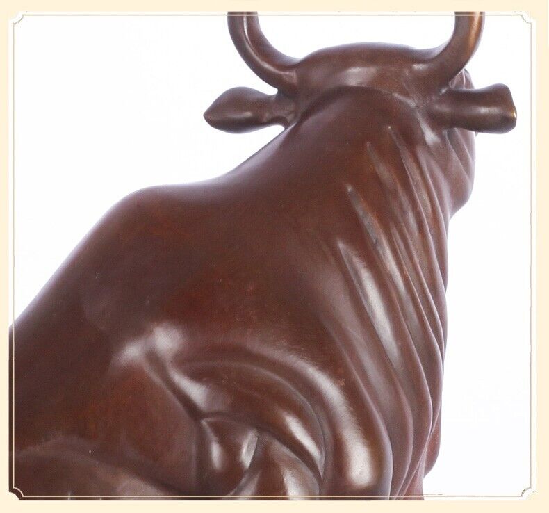 9 inch brass home feng shui auspicious animal fortune wealth bull ox statue Niu