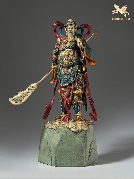 25",FENGSHUI brass copper folk wealth God Guan Gong guanyu colorful Sword statue