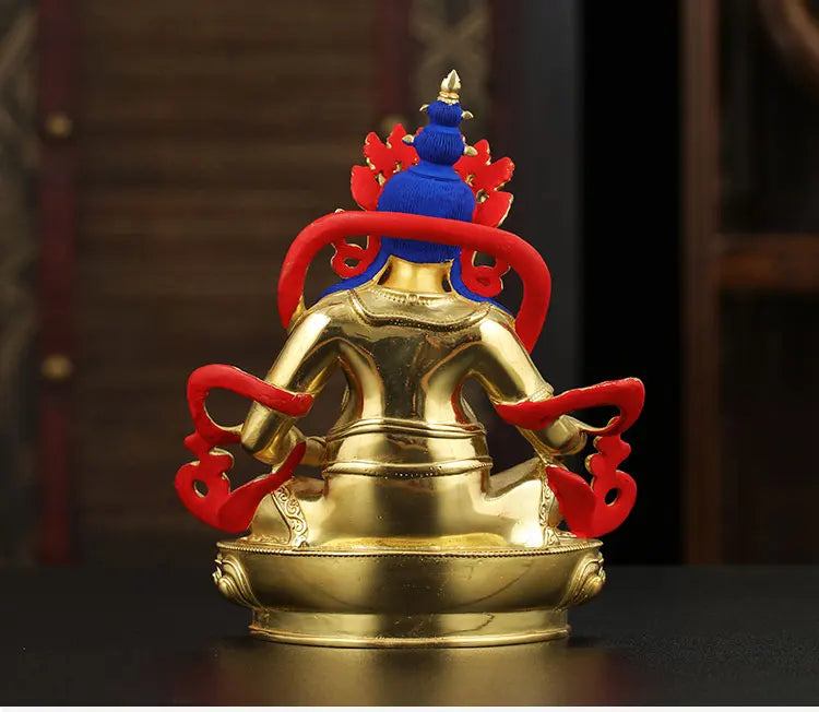 5A TOP GOOD Buddhism Greco-Buddhist efficacious Omnipotent God Gold-plated Yellow Jambhala fortune god Buddha brass statue