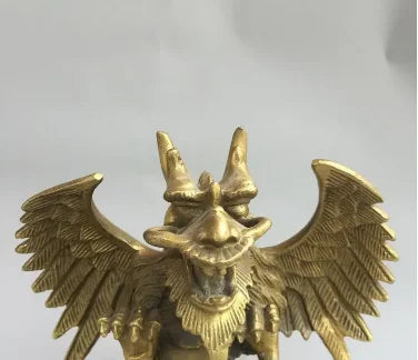 6" Chinese old antique bronze brass auspicious dragon Fengshui ornaments statue