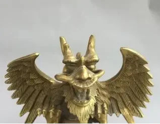 6" Chinese old antique bronze brass auspicious dragon Fengshui ornaments statue