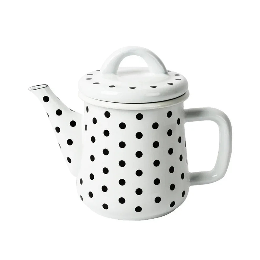 600ML Enamel Coffee Pot Japanese Style Thick Enamel Teapot Oil Can Induction Cooker Gas Stove Universal Boil Water Pot