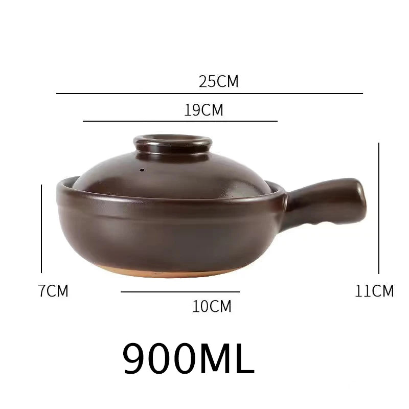 600ml 900ml Casserole Pottery Soup Pot Steamed Rice Braised Chicken Rice Heat Resistant Pot Claypot Gas Claypot Cooking Supplies
