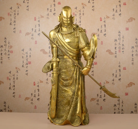 60CM LARGE # home office company efficacious Money drawing booming # Martial god of wealth guan gong Guandi BRASS statue