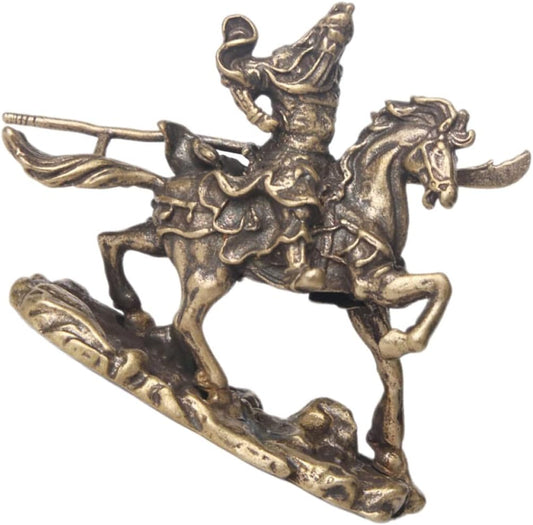 NOLITOY Bronze Ware of Guan Yu on Horseback Guan Yu Figure Fengshui Guan Yu Brass Horse Figurine God of Wealth Figurine Lucky Statue Antique Decor Brass Riding Steed Animal Purple Clay Tea