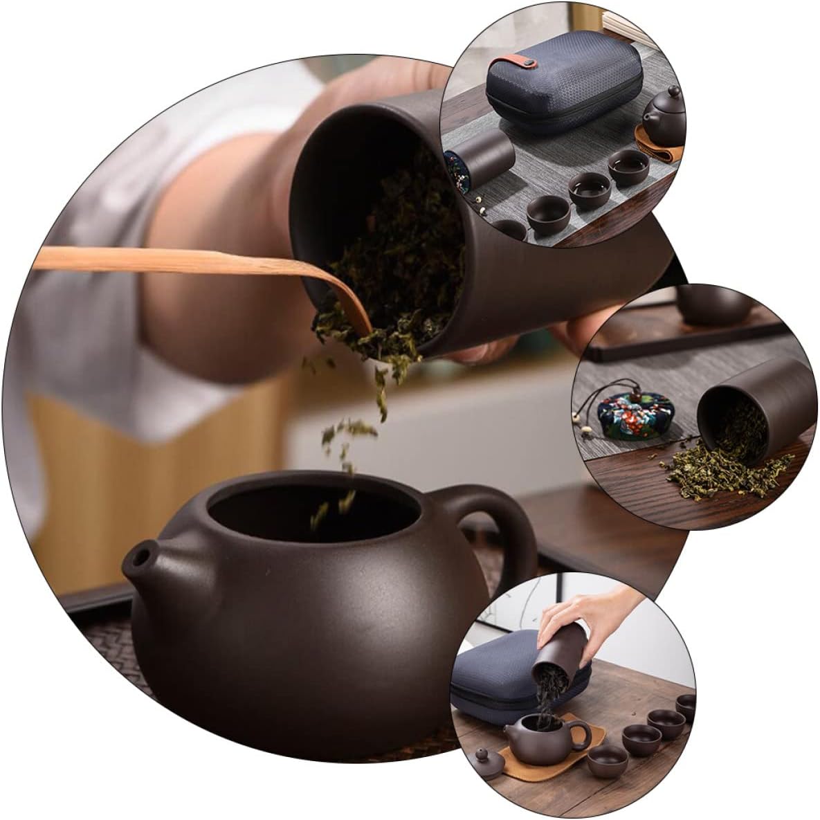 LABRIMP 1 Set Zisha Travel Tea Set Chinese Kungfu Teapot Ceramic Tea Kettle Chinese Pot Chinese Tea Kettle Ceramic Teapot Chinese Zisha Kettle Chinese Kettle Purple Suits Asia Purple Clay
