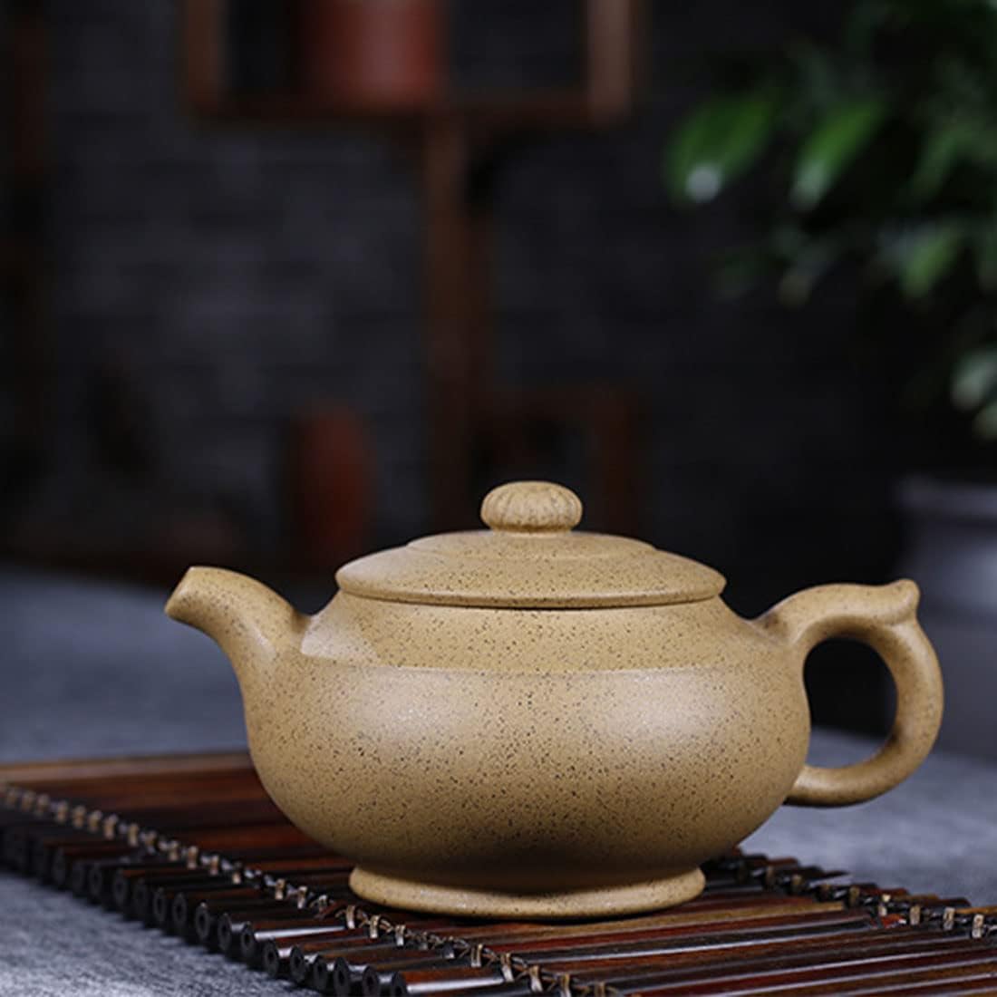 jutaeer zisha teapot Handmade clay 11oz 300ml Chinese Pots Yellow Genuine Infuser For Han bian style zhima pot traditional craft tea drinking culture, 2.63.36inch