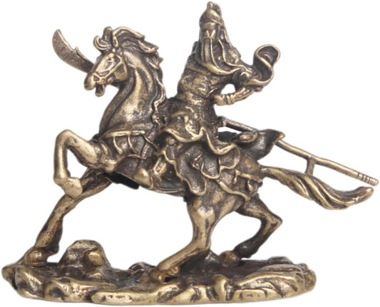 ARTIBETTER 3pcs Bronze Ware of Guan Yu on Horseback god Lucky feng Shui Home Desk Decoration Tabletop Ornament Home Table feng Shui guan gong Statue guan yu Figure Brass Collection Animal