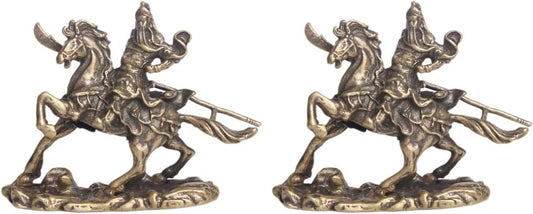 Guan Yu Statue 2 Pack Kwan Kung Kuan Gong Riding Horse Statue Animal Ornament Sculpture Art Figurine for Home Decor