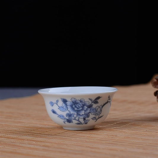 Chinese/Japanese Tea Set Tea Cup Ceramic Kung Fu Small Tea Cup Set Household Tea Bowl Tea Cup Master Cup Single Cup Blue And White Porcelain Tea Portable Teapot Set Tea Gift set ( Size : Porcelain Peo