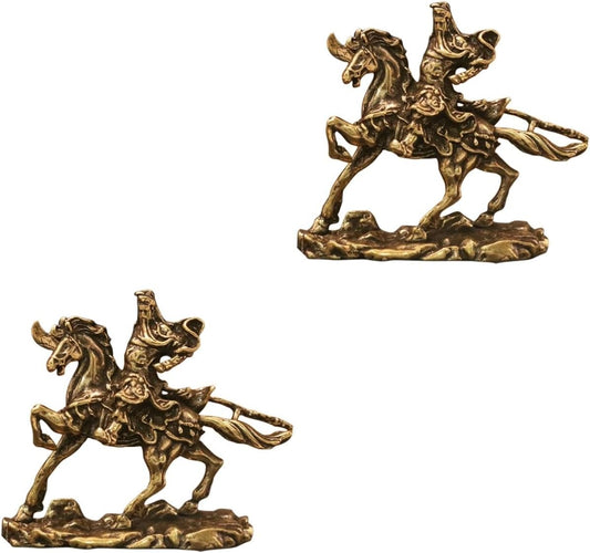 PRETYZOOM 2pcs God Statue Ornament Brass Guan Yu Office Charm