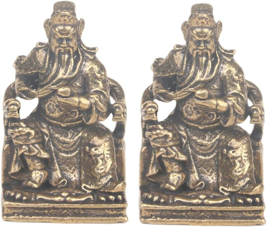 NOLITOY 2pcs Brass Guan Gong Guan Di Statue Housewarming of Statue Chinese Brass Statue Ancient Statue Office Decore Crafted Decor Guan Yu God of Wealth Spring and Autumn