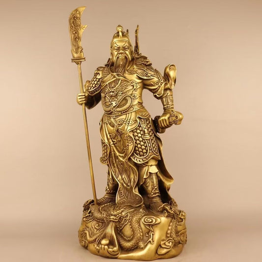 Pure Copper Chinese Feng Shui Guan Gong Statue God of Wealth Home and Office Decoration Wu God of Wealth Guan Yu Statue Best Furnishings Gifts