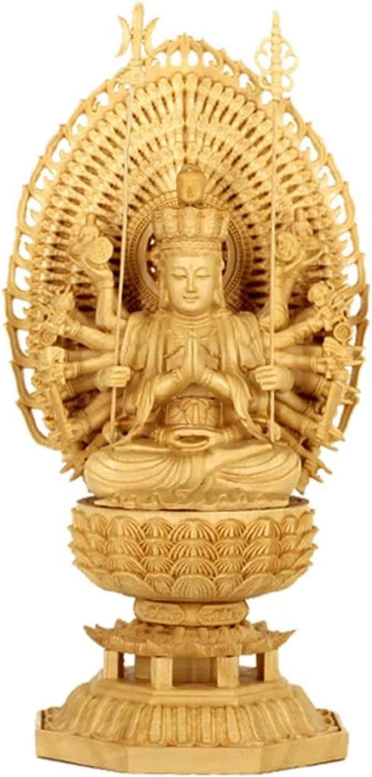 xiledu Thousand Hands Quan Yin Buddha Statue,Hand -Carved Solid Wood Kuan Yin Statue Home Office Zen Decor,Goddess Guan Yin Statue Feng Shui Decor