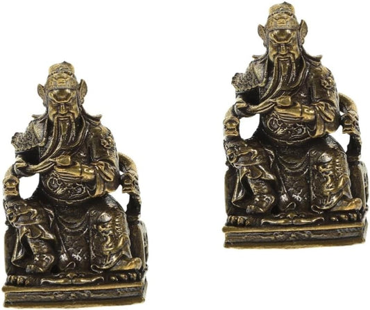 IMIKEYA 2pcs Antique Brass Ornaments Brass Guan Gong Figurines Vintage Brass Craft Home Supplies Statue for Home Delicate Adorn Desktop Brass Adorn Guan Yu Wen Wan God of Wealth