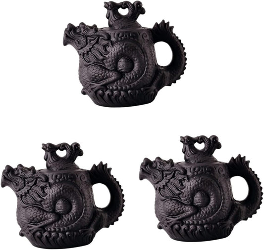 Cabilock 3pcs Dragon Phoenix Purple Clay Teapot Dragon Teapot Purple Clay Tea Pot Water Boiling Pot Porcelain Kettle Clay Zisha Teapot Tea Maker Kettle Boiling Water Pot Travel Ceramics