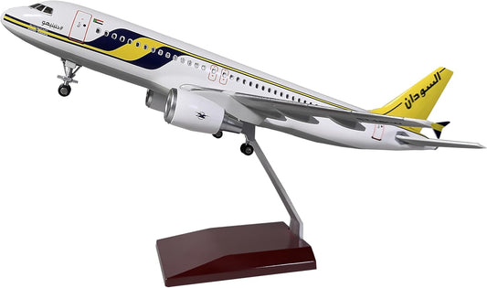 Sudan Airways A320 Airplane Model 1:100 Scale - Large Aircraft Model with Landing Gear - Bakelite Stand for Decoration, Models Collection, or Gift