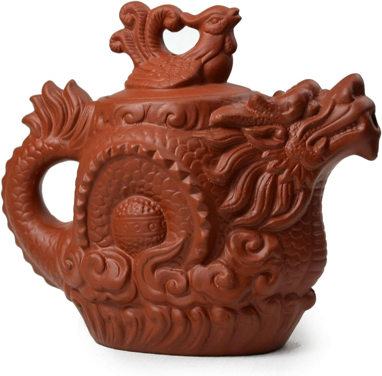 Teapot Chinese Dragon Phoenix Zisha Clay Gongfu Tea Pots Zini for Loose Tea (12oz)
