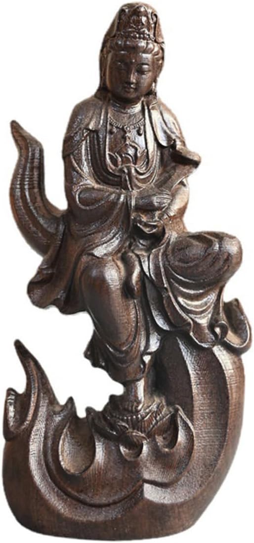 Holibanna Ornaments Domestic Decoration Office Decoration Popular Decoration Novel Decoration Delicate Wood Carving Wooden Guanyin Buddha Statue Decorate Agarwood