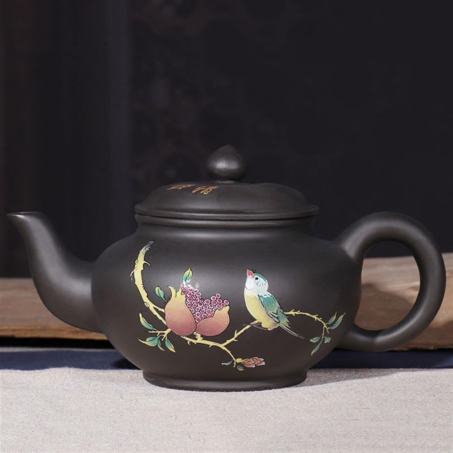 Moisture 300ML Zisha Teapot Hand Painted Teapot Retro Classic Kung Fu Teapot Suitable for Black Tea Green Tea White Tea (Purple,white)