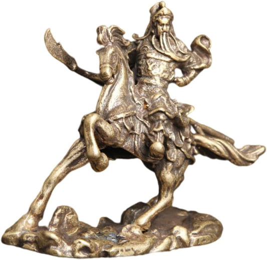 NOLITOY 2pcs Bronze Ware of Guan Yu on Horseback God of Wealth Figurine Lucky Guan Yu Figure Chinese Gifts Home Table Statue Tabletop Ornament Desk Pet Chinese Style Purple Clay Tea Brass