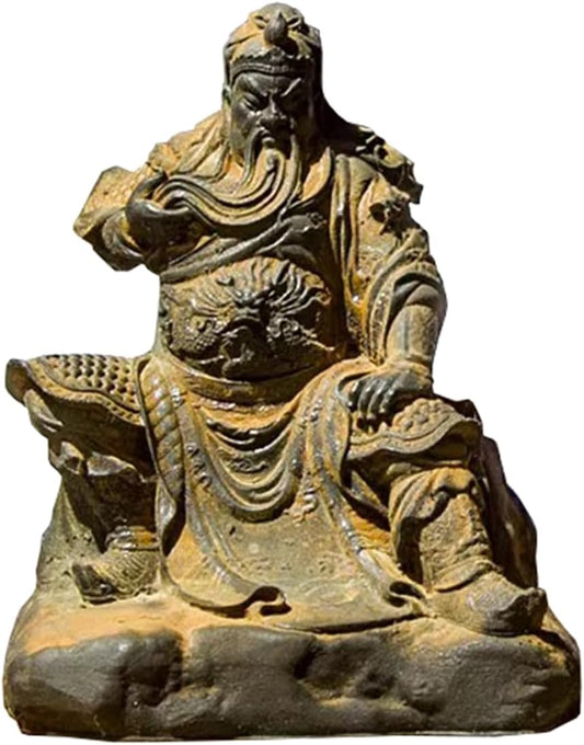 koliyn Guan Yu Statue, Ancient Chinese Samurai Sculpture Imitation cast Iron Handmade Natural Rust Handicraft Ornaments Collection Souvenir Gift H12CM